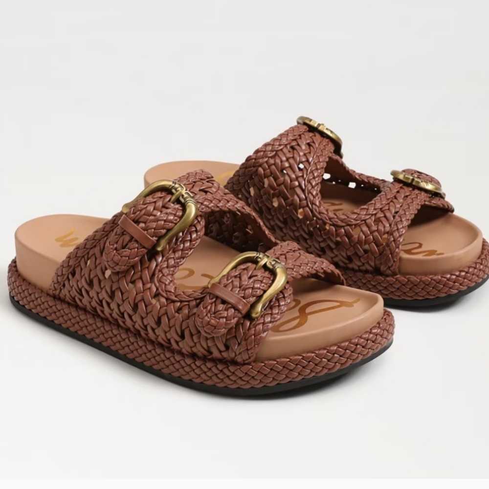 Sam Edelman Brown Woven Slide Sandals